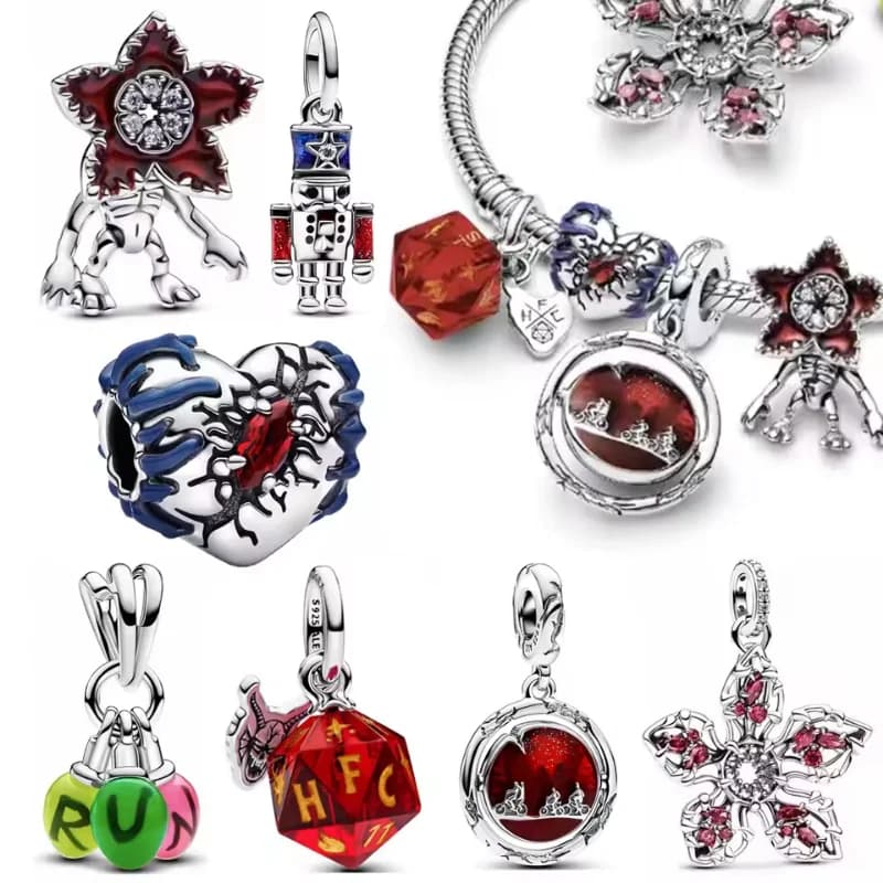Ciondoli Hot Charms in Argento Sterling 925 con Fiori e Mostri, per Bracciali e Braccialetti da Donna, Gioielli Originali Fai da Te, Regalo