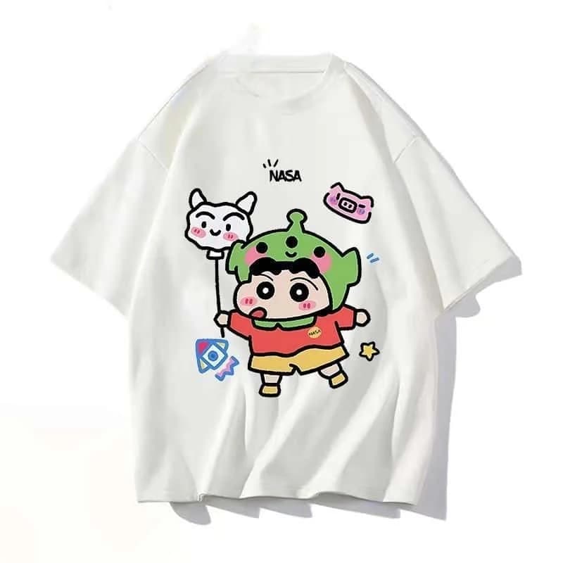 Crayon Shin Chan Alien Cosplay Print Casual T Shirt Cute Anime Short Sleeve Tee