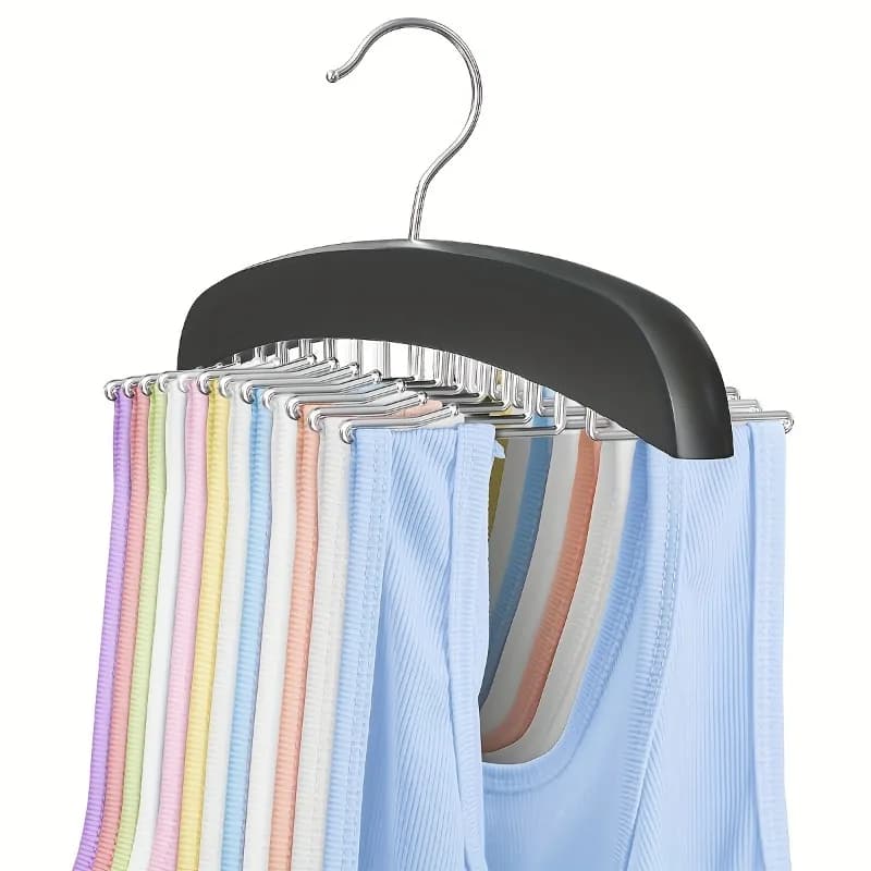 1Pc 24 Hooks Non-Slip Metal Clothes Hanger Organizer, Space Saving Closet Storage for Tank Tops, Bras, Ties, Belts & Scarves