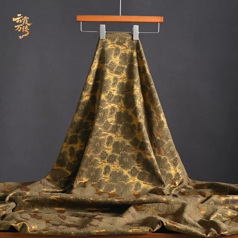 Yellow-brown three-dimensional fabric for curtains sofa covers throw pillows tablecloths handcrafted clothing designer