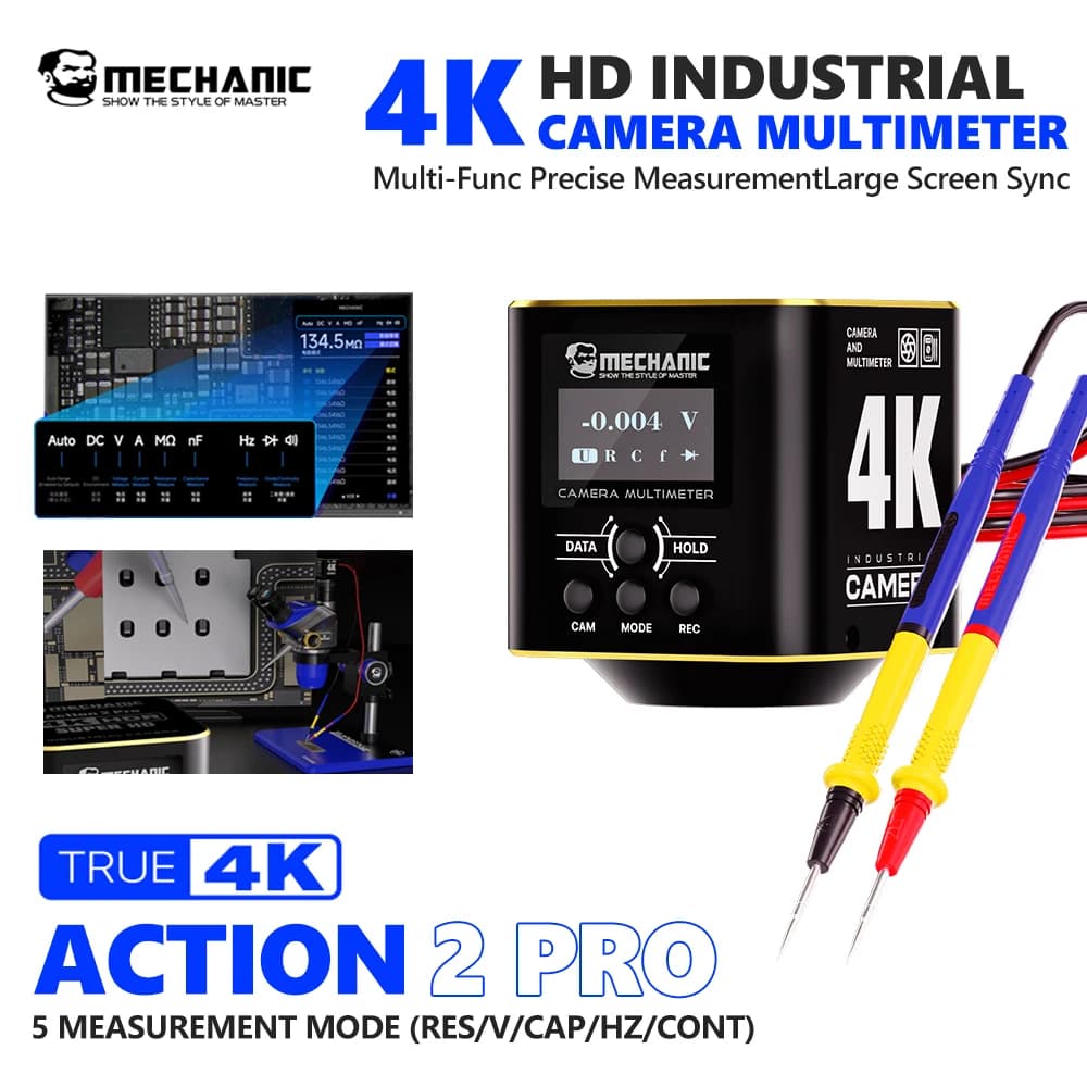 MECHANIC Action 2 Pro 4K HD Industrial Camera Multimeter for Electronic Repair Motherboard Testing Multimeter Measurement Tools