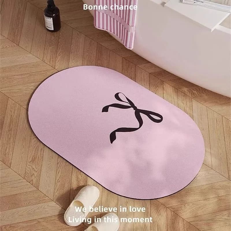 Tappetini da bagno assorbenti INS Bowknot Tappetini ad asciugatura rapida per vasca da bagno con fondo in gomma antiscivolo Rilievi per piedi di piccole dimensioni