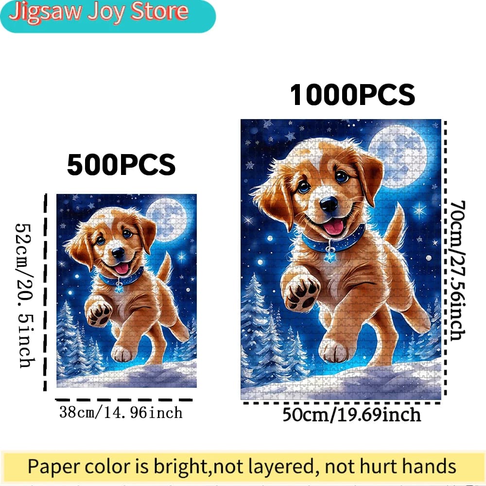 Puzzle di carta con cuccioli, luna, stelle e alberi da 1000/500 pezzi – Grande gioco interattivo per famiglie | Decorazioni Fai-da-Te per la Casa e Giochi di Logica