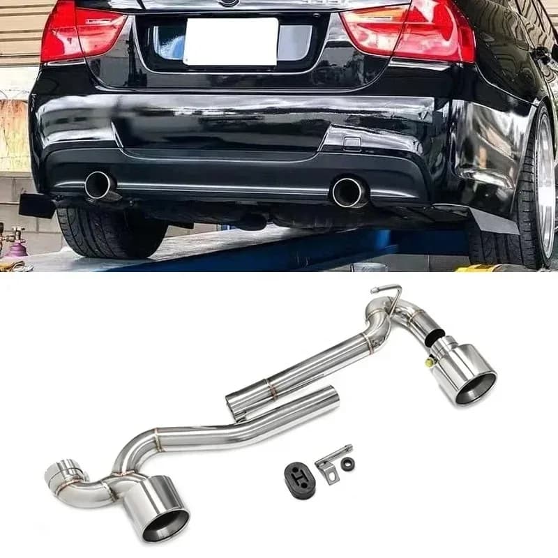 Sistema di scarico del tubo di scarico con punta di scarico in acciaio inossidabile per 05-12 BMW Serie 3 E90 E92 320i 318i 325i 335i MT Diffusore