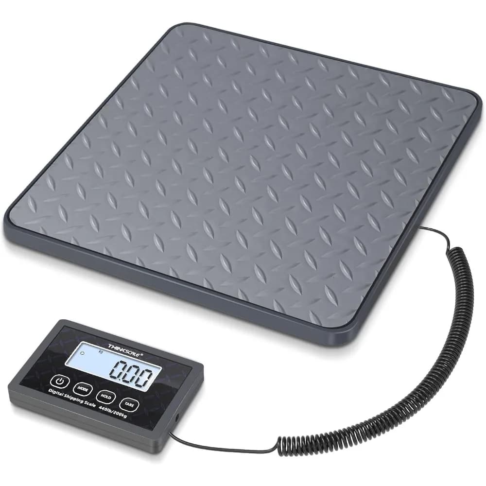 Bilancia postale accurata da 440 libbre/1 oz con supporto/tara, display LCD, leggera per pacchi/bagagli/cani, batteria e adattatore CA