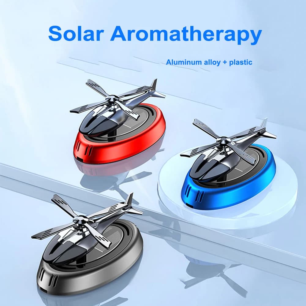 Alloy + ABS Diffuser of Solar Aromatherapy Car Deodorant Automatic Rotation Dashboard Fragrance Helicopter Auto Aromatherapy Ornaments