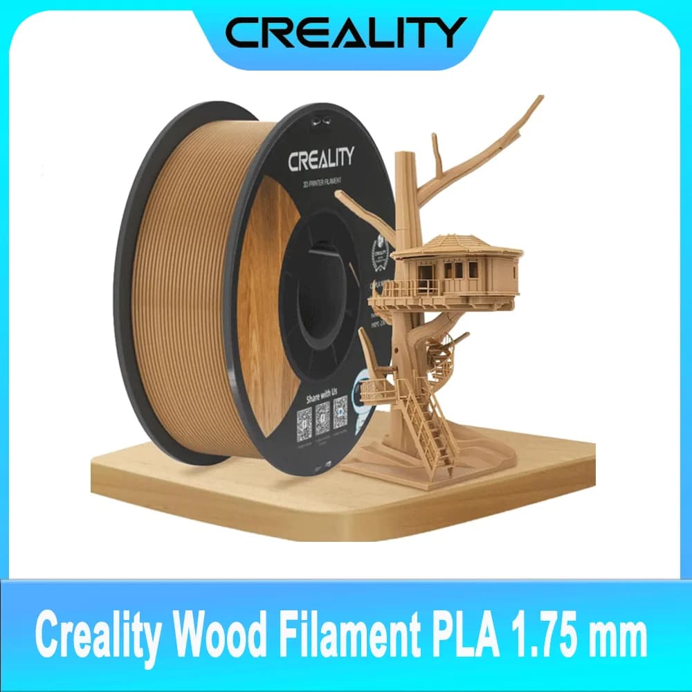 PLA 1.75 mm Creality Wood Filament for 3D Printer, Lyscia and Setosa Texture, High Strength, 1kg/Bobina, 3D Printing Filament