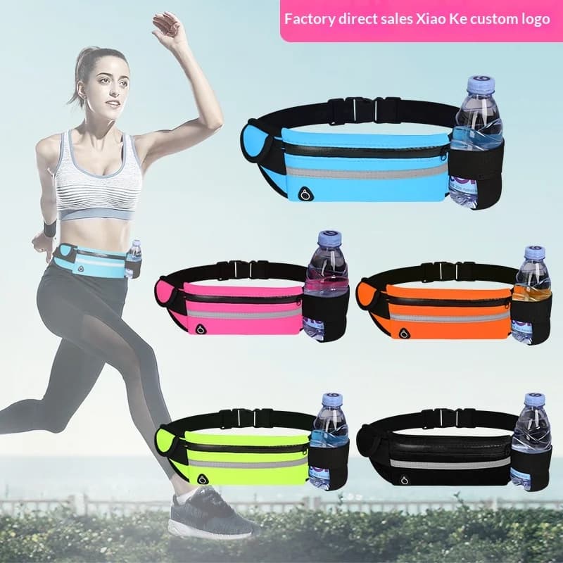 Marsupio da Corsa Impermeabile Multifunzionale con Porta Telefono e Bottiglia d'Acqua, Marsupio Aderente per Maratona e Sport all'Aperto