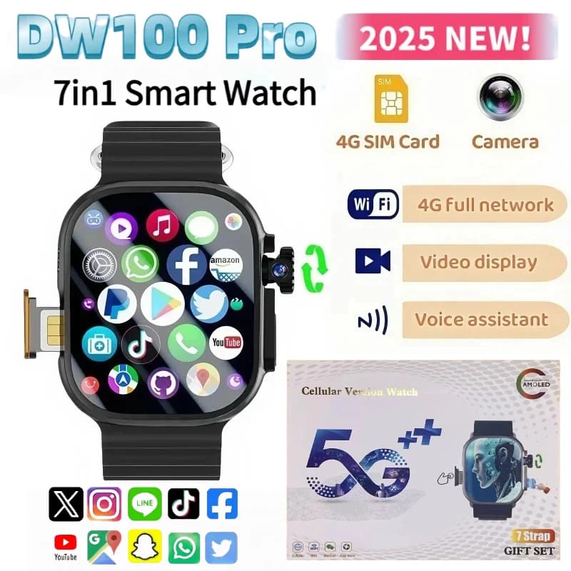 DW100 Pro Smartwatch Fingerprint Unlock control Smart Watch 256GB Storage ROM Free Download App WIFI GPS WIFI 2.29 inch Amoled