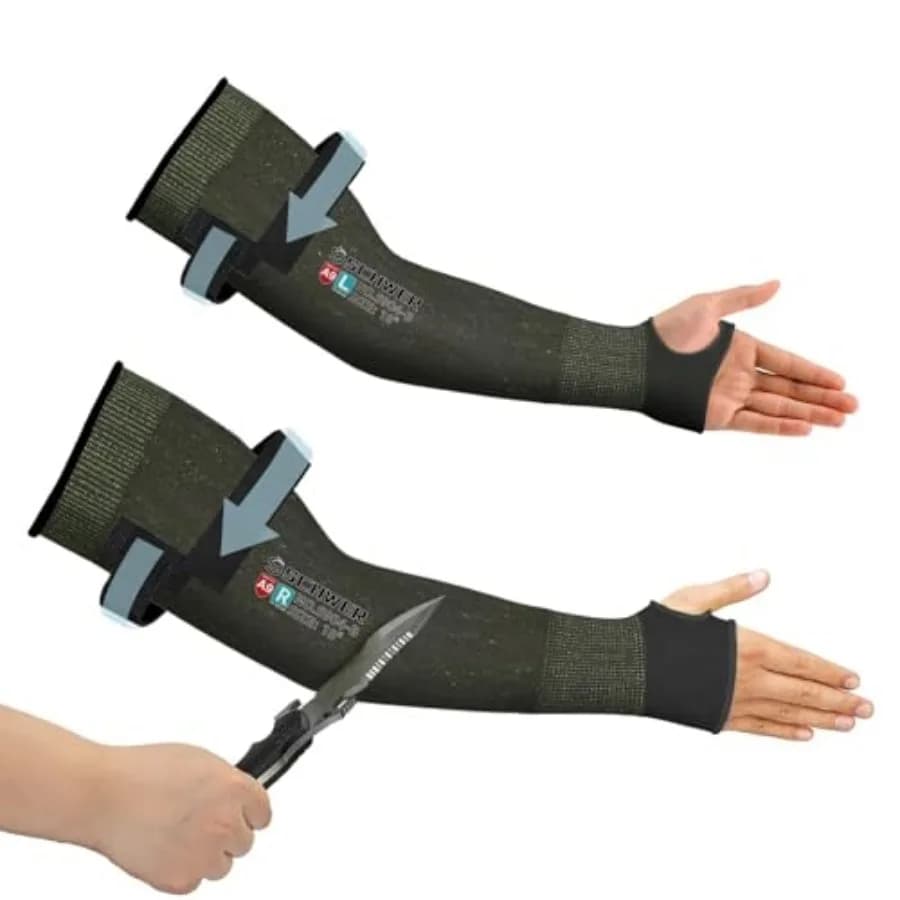 PRO-SKIN ANSI A9 Cut Resistant Arm Sleeves for Men and Women S904-B, Puncture Resistant Arm Protectors for High Risk Work, UPF5