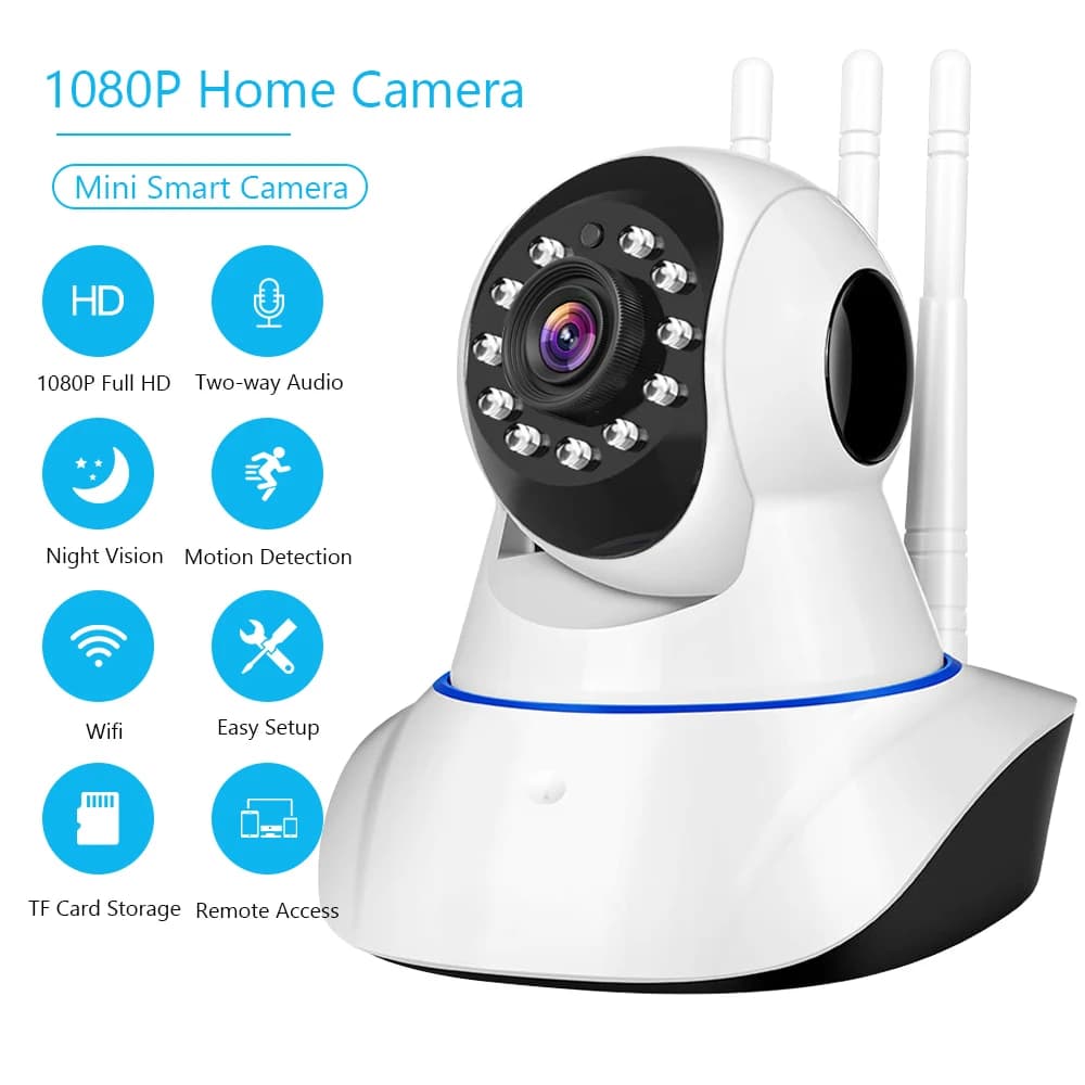 2 Telecamere di Sicurezza Domestica 1080P, 2MP Wireless WiFi PTZ, Monitor per Bambini con Visione Notturna, Audio Bidirezionale e Rilevamento Movimento