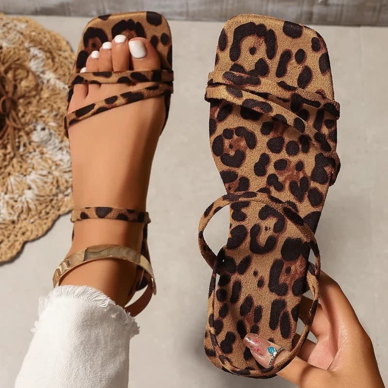 Women's Sandals New Fashion Summer Sizes Great Sports Flats Casual Comfortable Color Print Leopard Women's Shoes