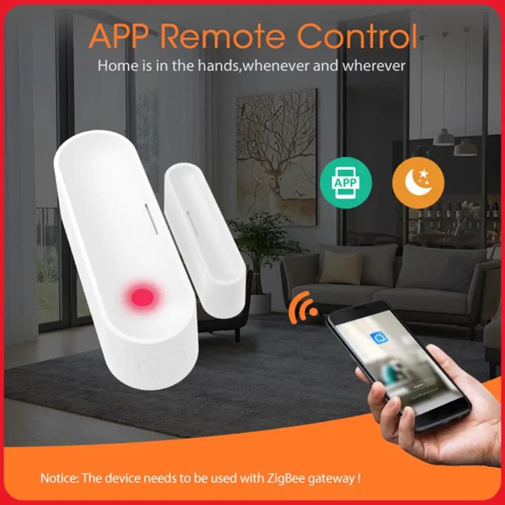 Rilevatori di Apertura/Chiusura Porte APP, Sensore di Allarme ZigBee 2.4GHz Wireless per Finestre, Porte e Cancelli per Interni