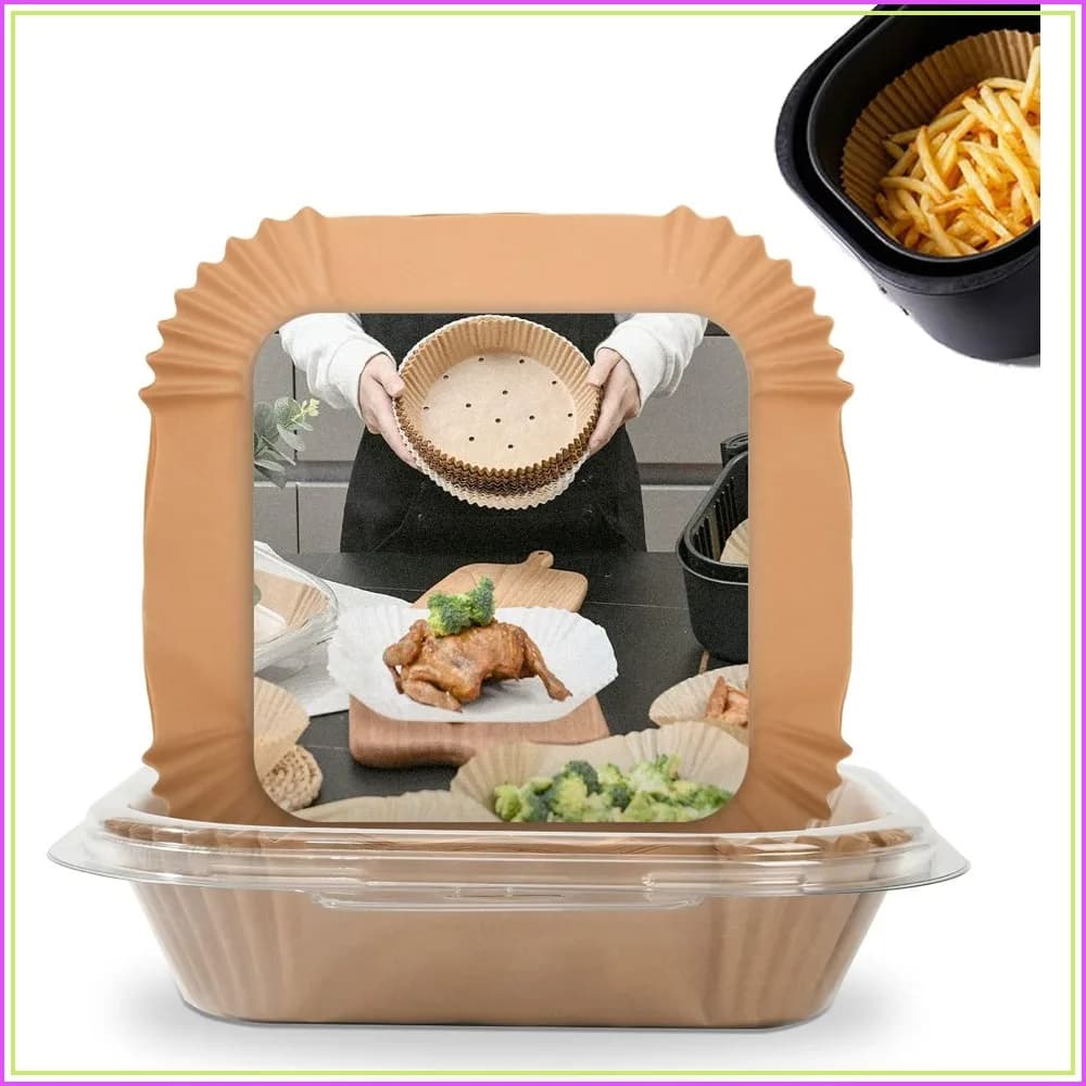Fogli di Carta Rettangolari Monouso per Friggitrice ad Aria, 3 Misure, Antiaderenti, Accessori da Forno Compatibili con Friggitrici ad Aria Doppie