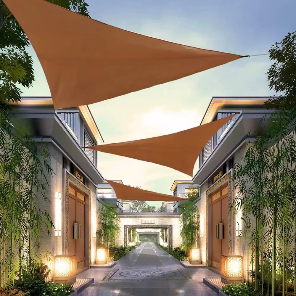 Tenda triangolare da esterno per cortile, protezione solare, tenda da sole argentata da 3 m