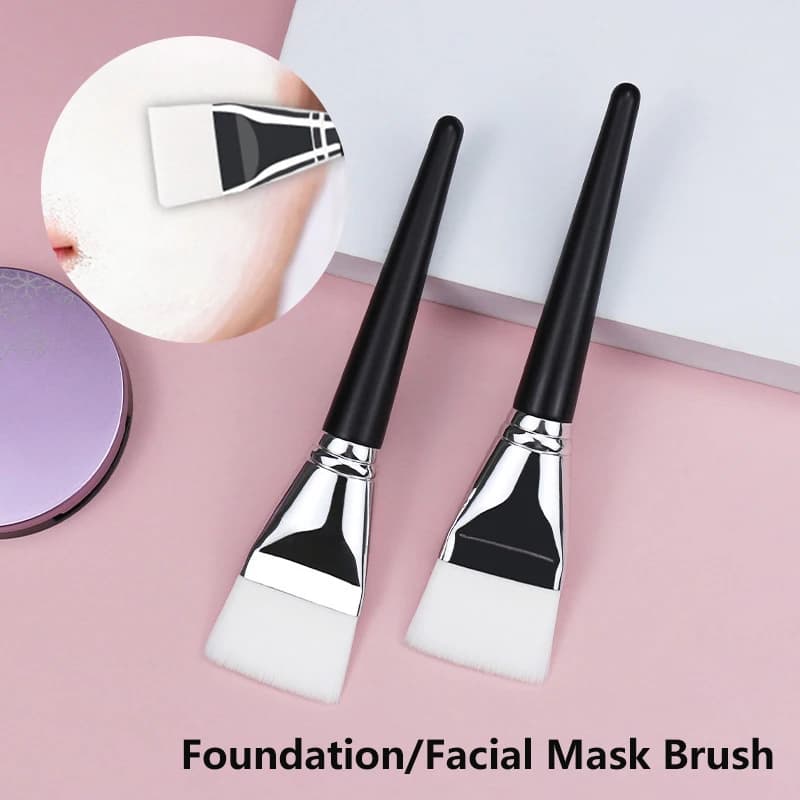 Pennello per Maschera Viso a Testa Piatta, Sottile, con Setole Morbide Bianche, per Applicazione Corpo, Strumento Specifico per Salone di Bellezza, Pennello per Fondotinta e Trucco