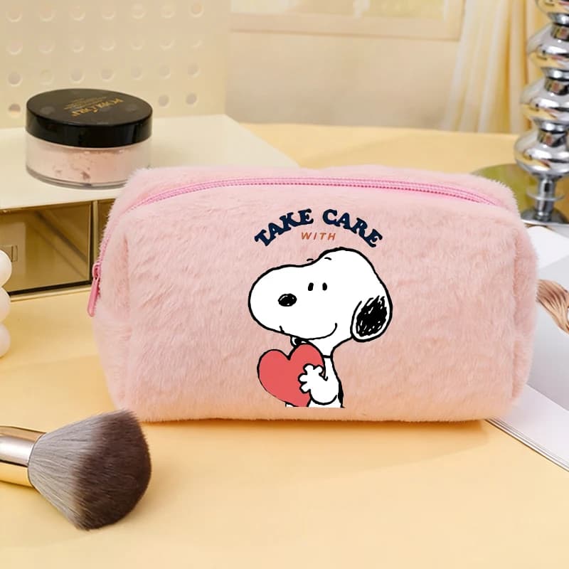 Borsa Cosmetica di Snoopy per Donne, Astuccio per Trucchi Anime Cartoon alla Moda, Borsa da Toilette Portatile di Grande Capacità per Studenti