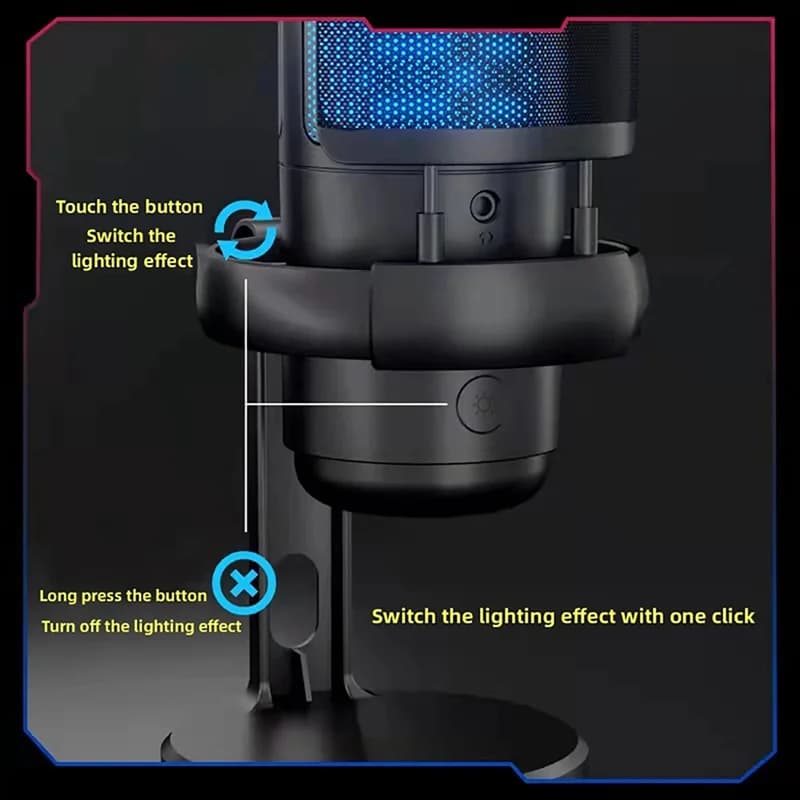RGB Microphone, USB Microphone for PC for streaming, podcast, recording, desktop microphone for Mac/PS4/PS5 durable-
