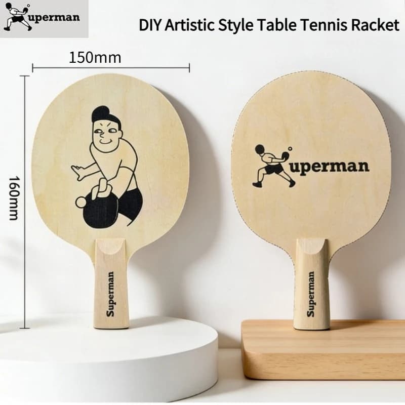 Racchetta da Ping Pong Personalizzata Xuperman in Legno di Paulownia Monoblocco Senza Strati Edizione con Motivo/LOGO Leggera per Regalo
