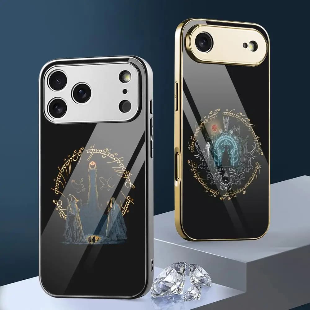 Cover per iPhone 17 16 15 14 13 12 Pro Max Plus The L-Lord Of The R-Rings, custodia antiurto in metallo galvanizzato con paraurti