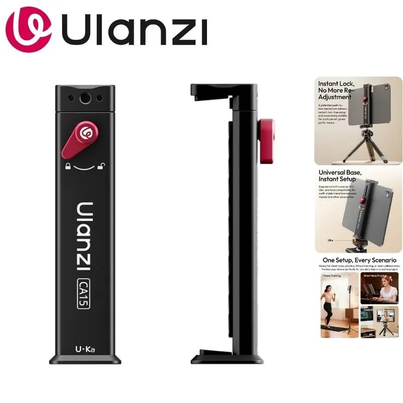 Ulanzi CA15 OneLock Tablet Clamp Cold Shoe & 1/4" Port Extendable 13.5-22cm Width for iPad Pro Air Mini Fitness Music Practice