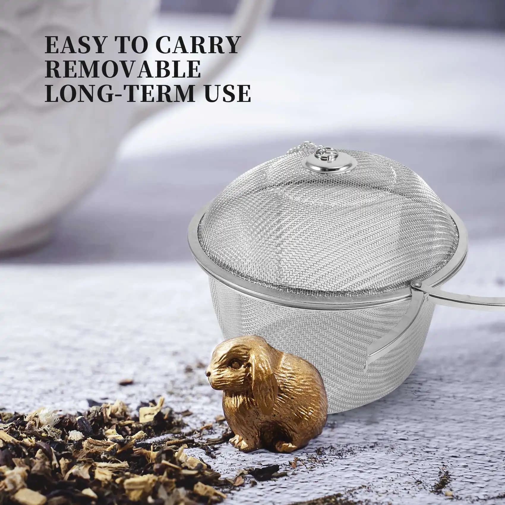 A76I-Extra Large Stainless Steel Twist Lock Mesh Tea Ball Tea Infuser With Hook Chain