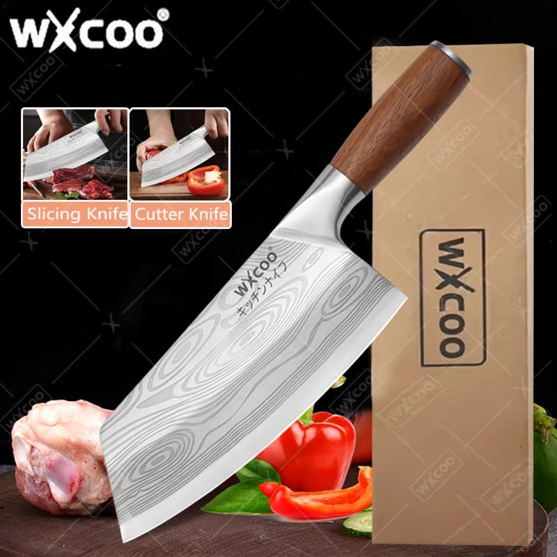 Multipurpose Stainless Steel Kitchen Knives Chop Meat Fish Fruit Knife Chef's knife Forged bone knife Wooden handle