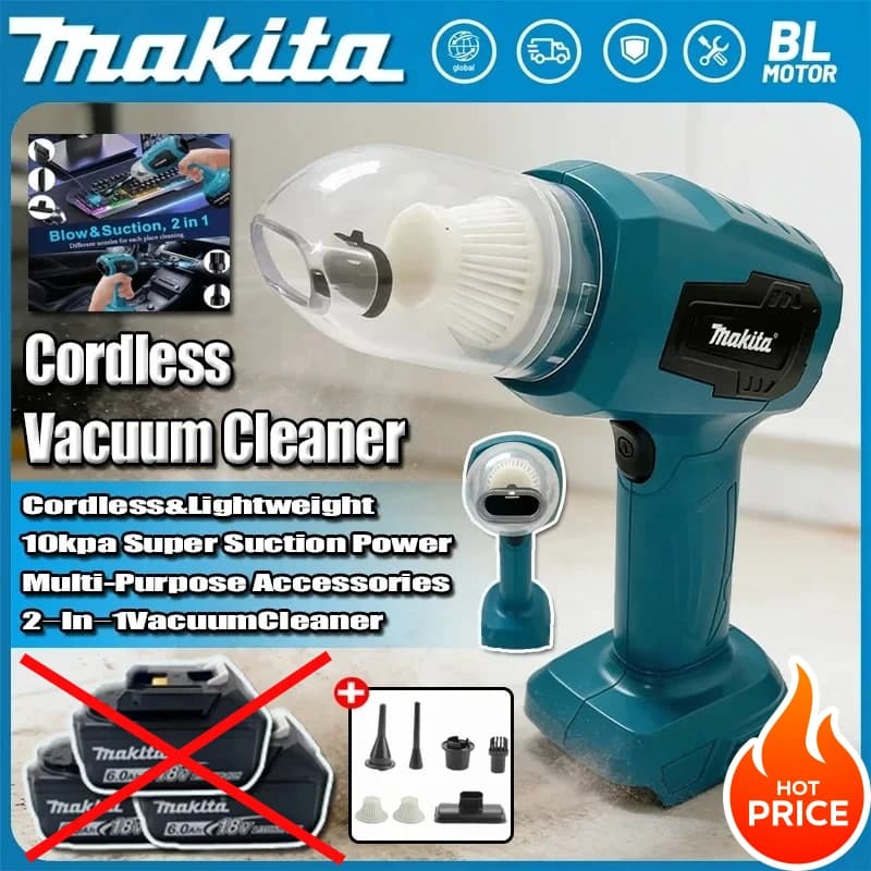 Mini aspirapolvere per auto Makita, multifunzione, portatile, ricaricabile, utensile elettrico compatibile con batterie Makita, strumento per la raccolta della polvere.