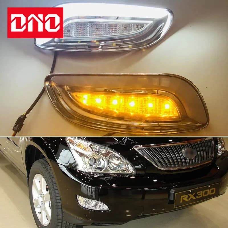 Auto LED Fari Diurni Per Lexus RX300 RX330 RX350 2003 - 2009 Giallo Indicatori di direzione Diurni Fari Auto Lampada di Guida Fendinebbia