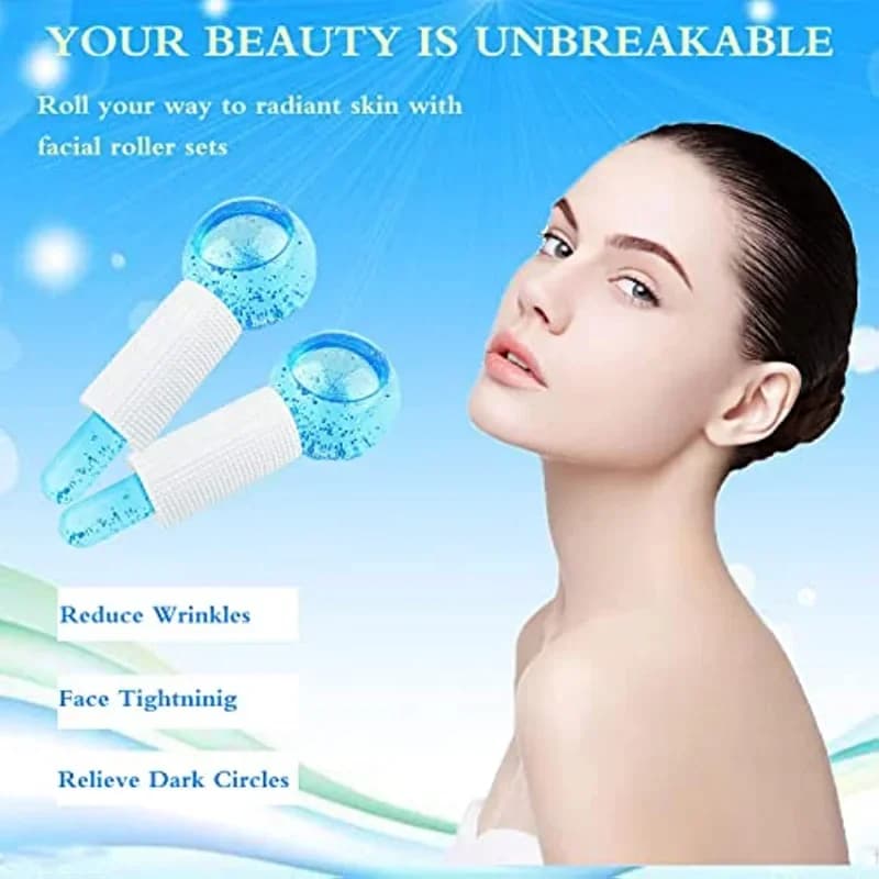 2 Pezzi Beauty Ice Hockey Energy Beauty Crystal Ball, Rullo Massaggiante Viso e Occhi con Effetto Rinfrescante e Onde d'Acqua, per la Cura della Pelle