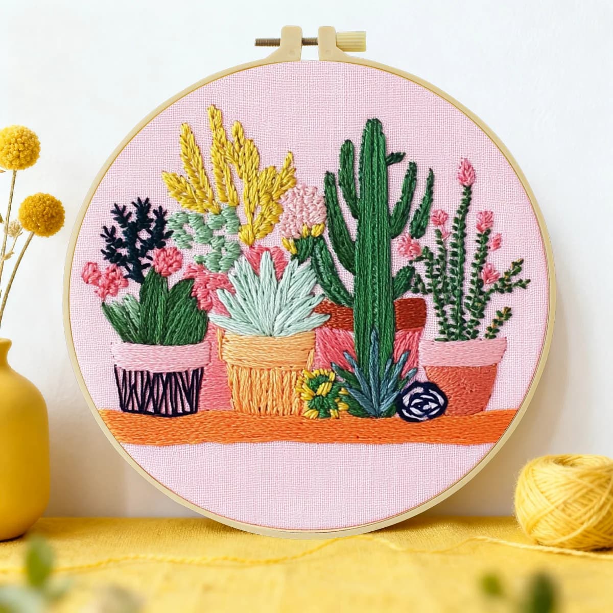 1 pz 20X20 CM/15X15 CM 7.87/6.3 pollici Pianta In Vaso Ricamo Starter Kit FAI DA TE kit di ricamo FAI DA TE artigianato Set per Principiante
