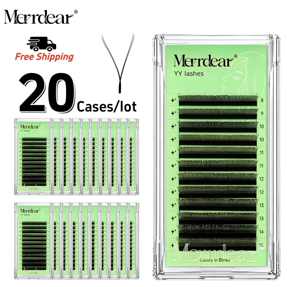 Merrdear 20trays/set YY Shape Eyelash Extensions Wholesale Natural Premade YY-shaped Lashes False Eyelash Makeup Free Shipping