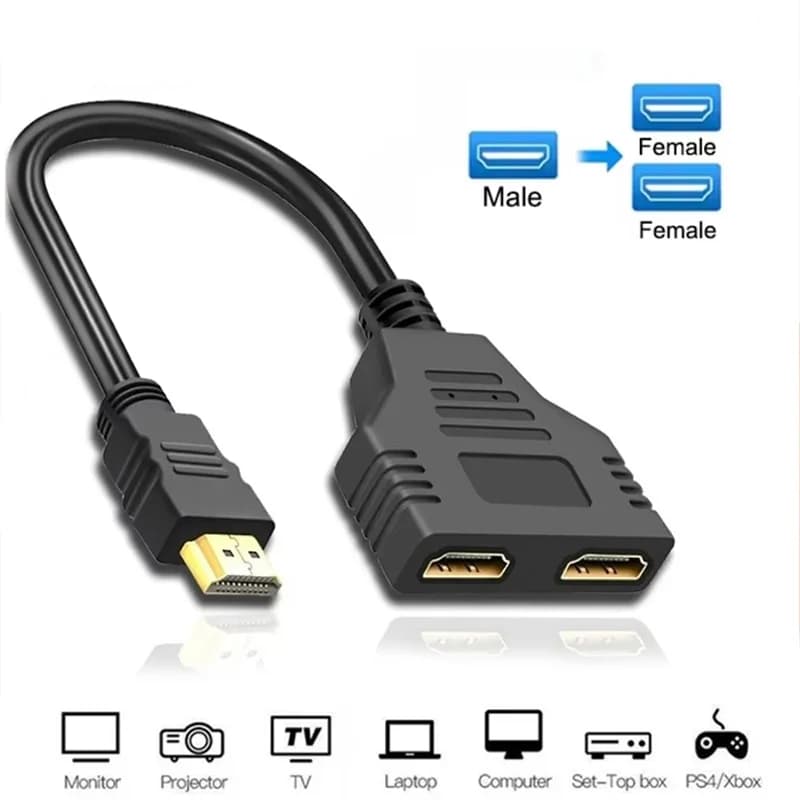 HDMI-compatible 1 In 2 Out Splitter Cable Dual Port Male To Female Adapter 1080P For Xbox/PS4/PS3/DVD/PC/Laptop/TV Display Cable