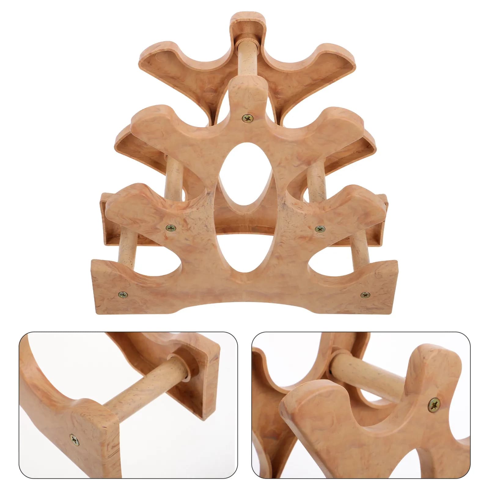 Porta Manubri a 3 Livelli con Finitura Naturale, Robusto Supporto per Pesi per Palestra Domestica, Organizzatore per Manubri, Porta Kettlebell Verticale Salvaspazio