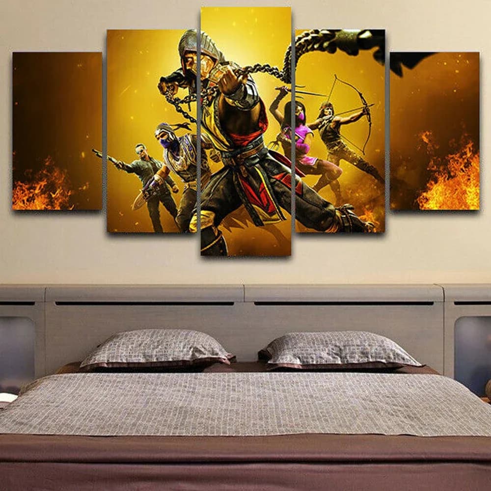 No Framed Mortal Kombat 11 Scorpion 5 pezzi Wall Art Stampa su tela Poster Dipinti Pittura a olio Soggiorno Home Decor Immagini