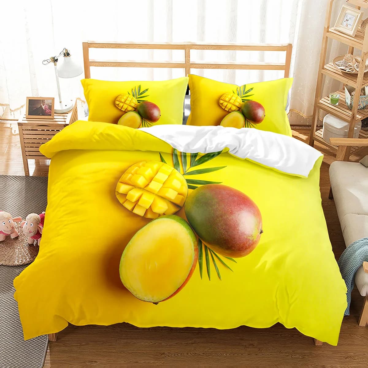 Set copripiumino mango Set copripiumino modello frutta fresca per bambini Adolescenti Set biancheria da letto per adulti King Queen Twin Size con federa