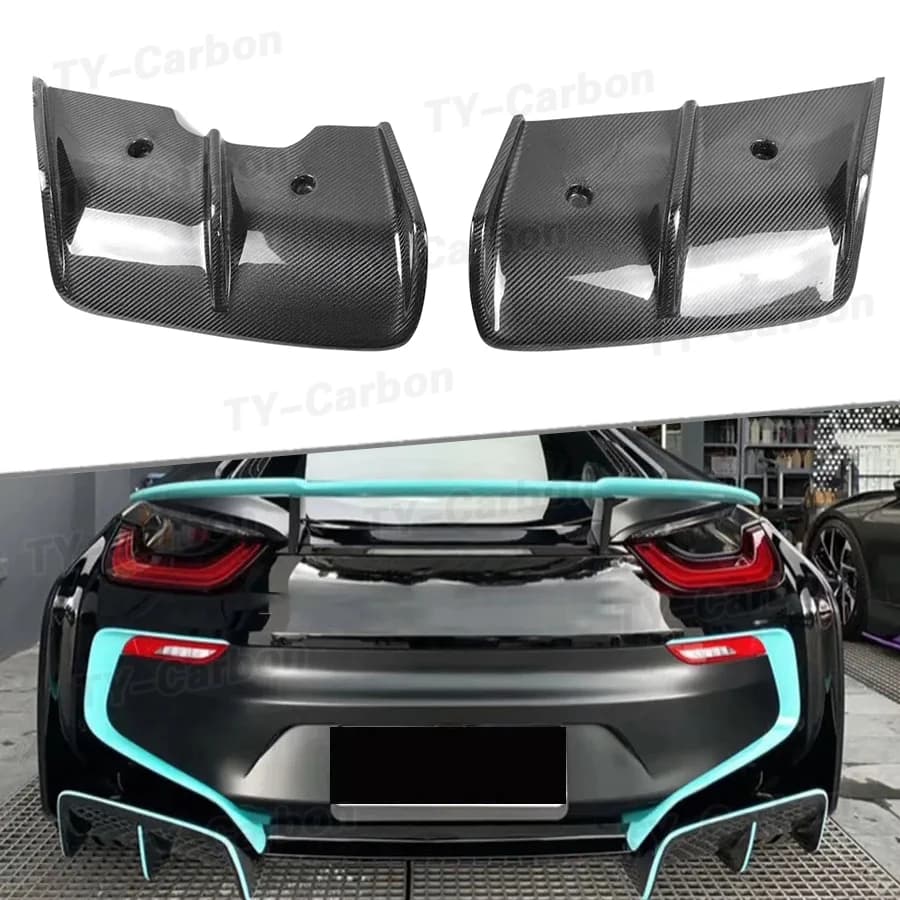 Real Carbon Fiber Rear Diffuser Bumper Splitter Lip Spoiler Racing Car Styling for BMW I8 Bodykit 2015+ FRP Car Accessories