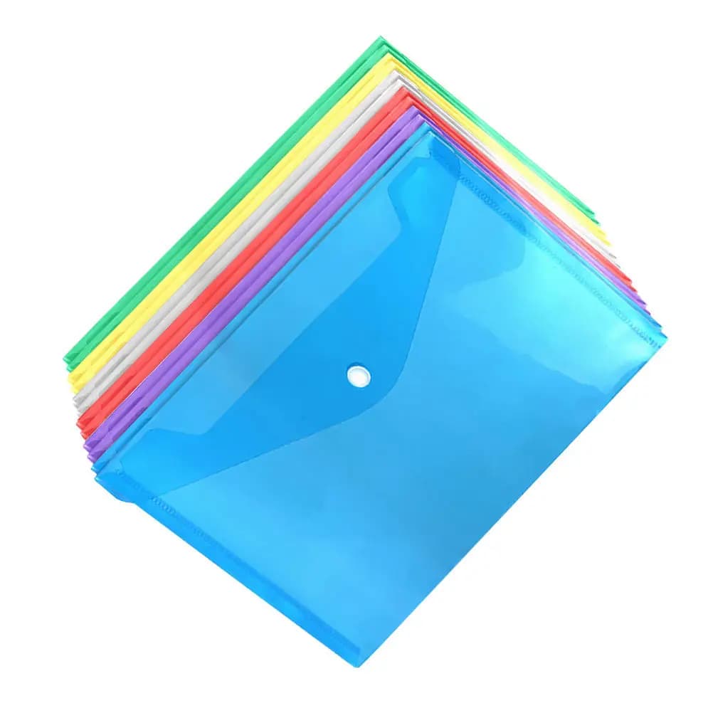 12 pezzi di buste trasparenti per documenti A4, organizer in plastica colorata per documenti da ufficio e scuola