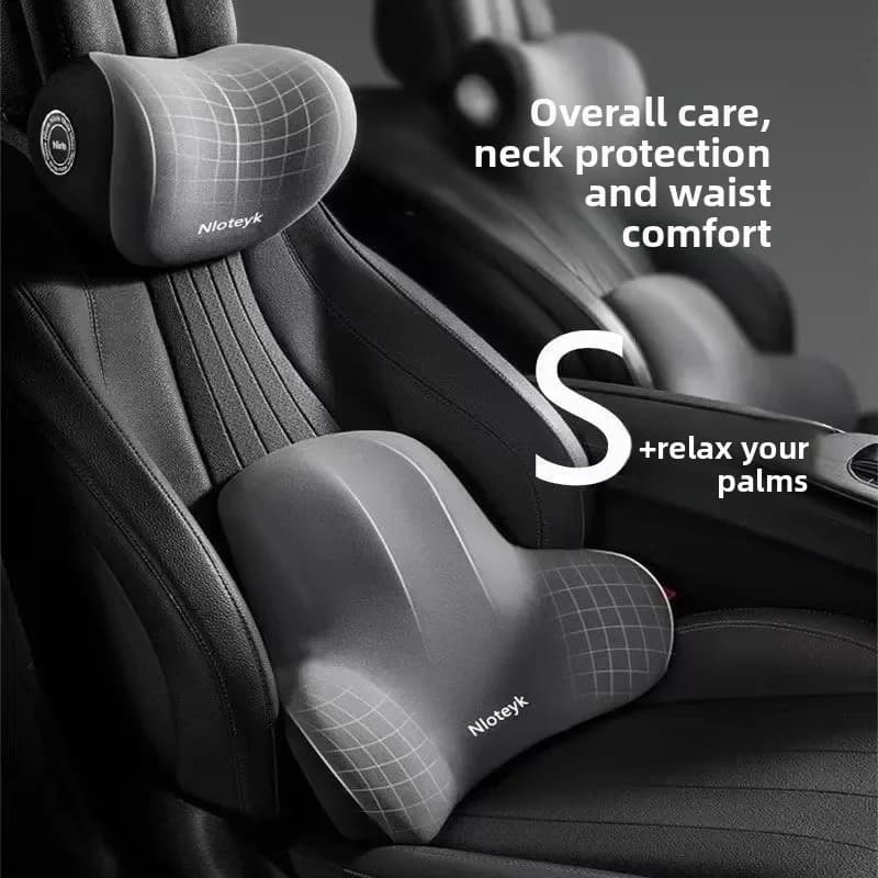 Set di cuscini per auto: cuscino per il collo e cuscino lombare, poggiatesta e supporto per la schiena per sedia da ufficio e sedia da gaming