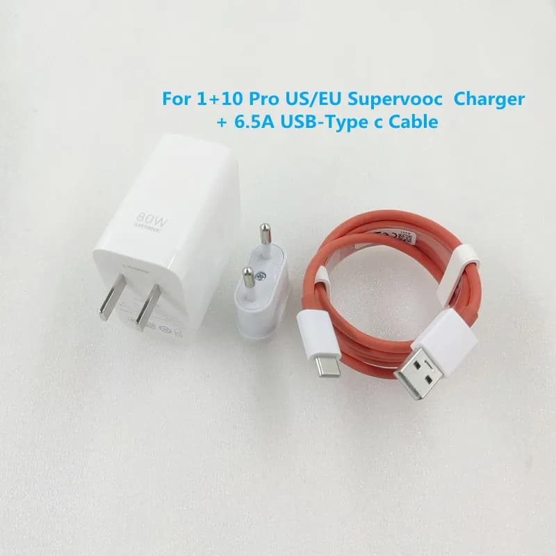 Caricabatterie 80W EU/US Supervooc a ricarica rapida per OnePlus 12 13, compatibile con OnePlus 11 10 9 8 Pro 8T 7T Nord e Oppo Find X5 X3 Pro