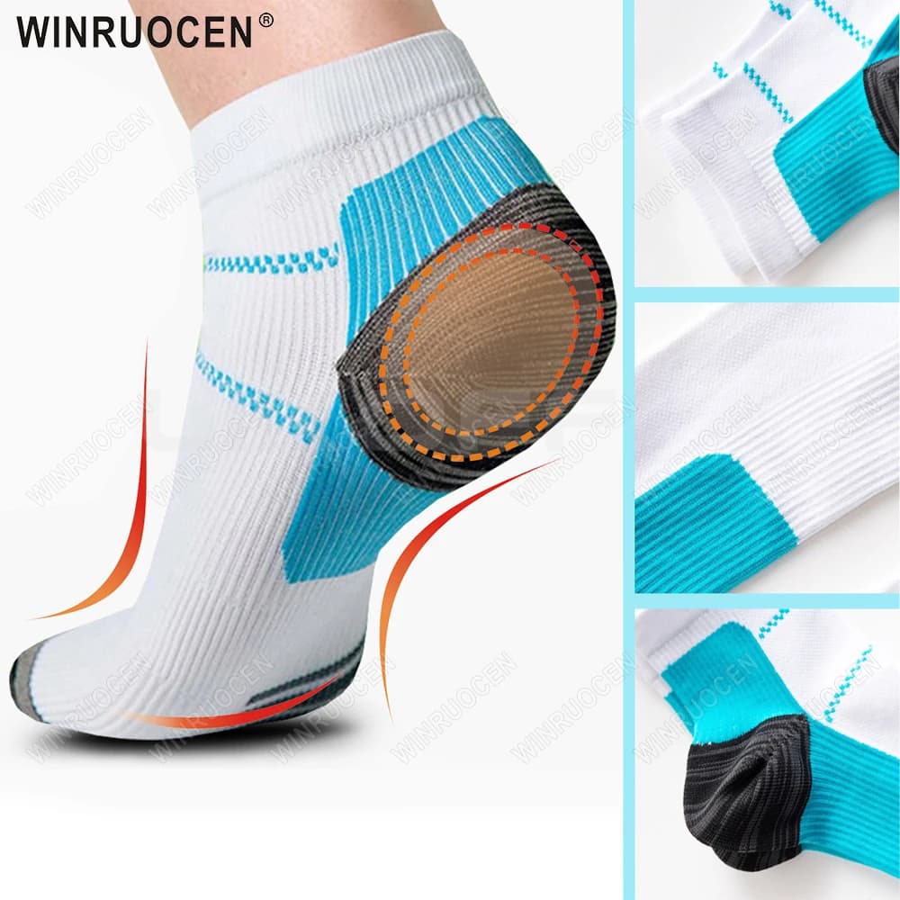 Calzini a compressione Fascite plantare Sollievo Speroni calcaneari Protezione Supporto caviglia Estate Bianco per calzini casual/sportivi uomo donna