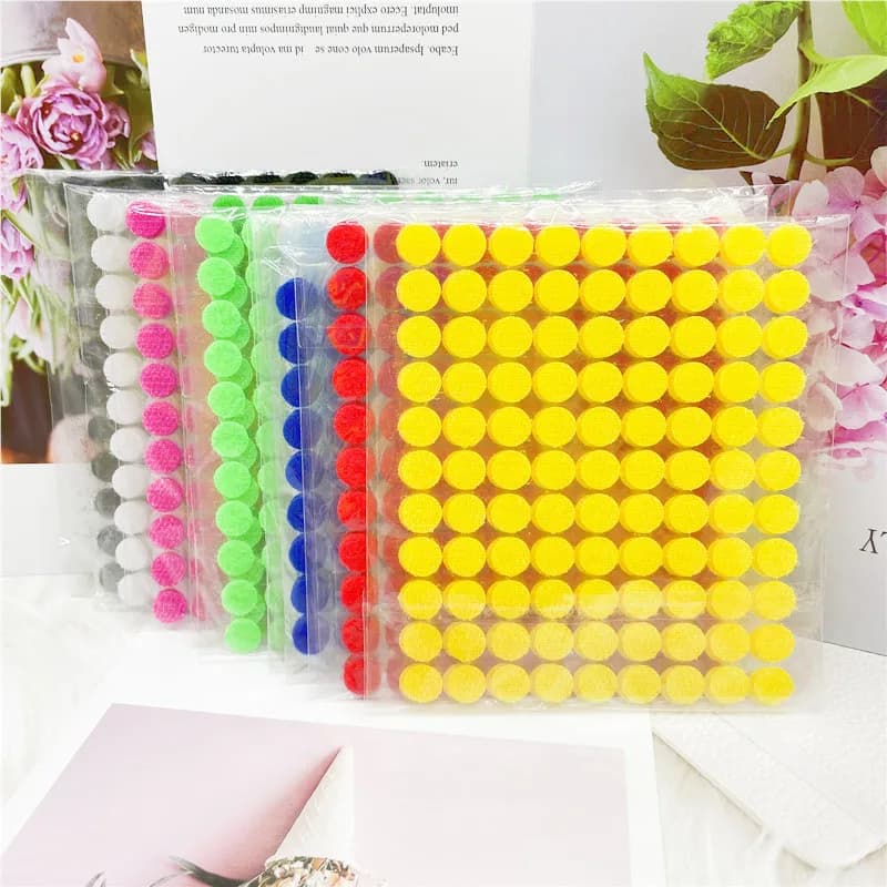 99 paia 10mm nastro adesivo di fissaggio multicolore punti nylon adesivo con gancio e anello adesivo biadesivo rotondo autoadesivo