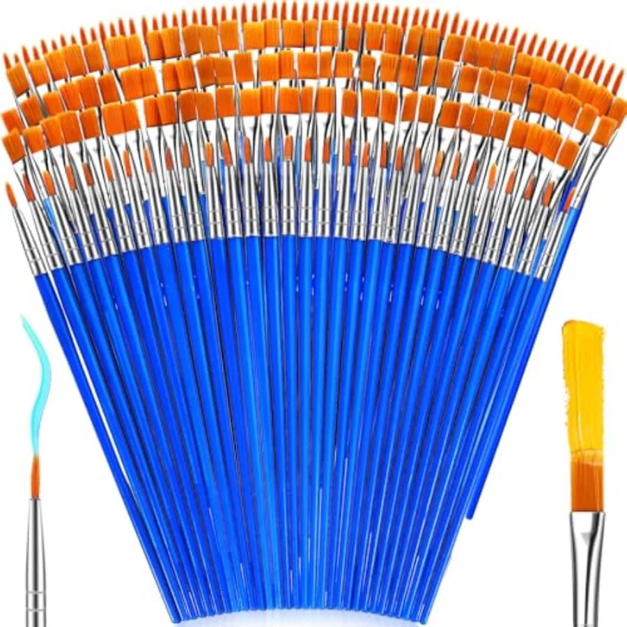 162 Pcs Paint Brushes Bulk, Round Flat Tip Acrylic Paint Brushes Set for Classroom Crafts Oil Watercolor Canvases Face Painting