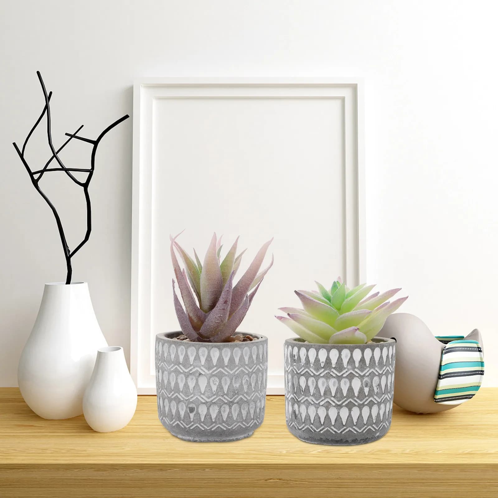 3Pcs Imitated Succulents Realistic Texture Premium Material Artificial Succulent Plants for Bedroom Study Room Micro Landscape