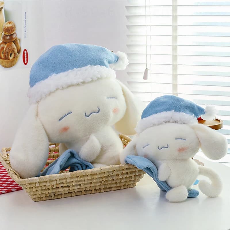 Peluche Sweet Dream Cinnamoroll con berretto da notte Simpatico cucciolo di peluche con orecchie grandi per bambini Compleanno Regalo di Natale Bambola morbida