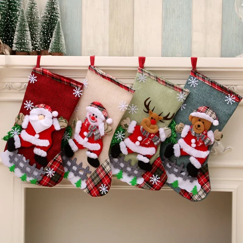 31cm Large Christmas Stockings Christmas Decorations Santa Claus Stockings Christmas Tree Pendants Gift Bags Gift Bags