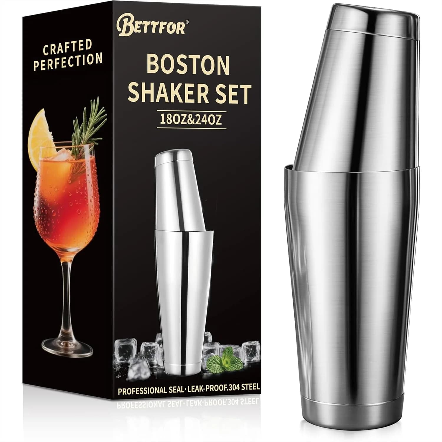 Set Professionale per Cocktail, Shaker da 18oz e 28oz in Acciaio Inox con Base Antisgocciolamento per Barman e Uso Domestico