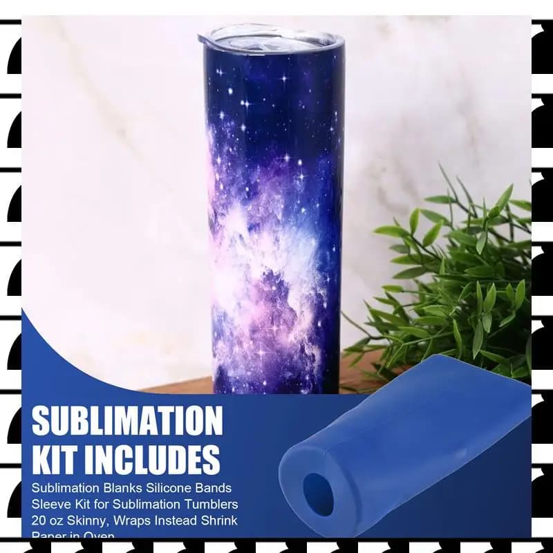 A44U Kit manicotti per fasce in silicone per sublimazione per bicchieri da sublimazione 20 Oz Skinny, involucri invece di carta termoretraibile nel forno