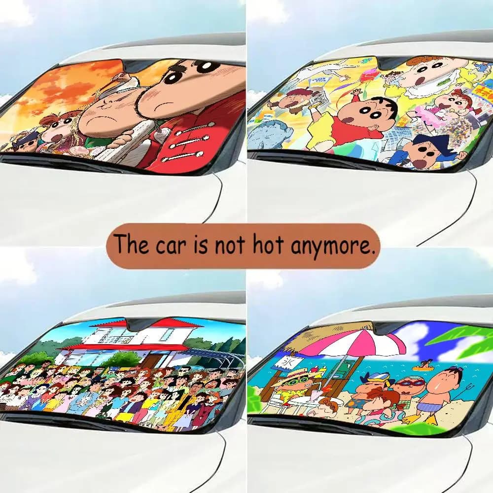 Parasole per Auto con Personaggio Giapponese S-Shin-chan, Accessorio Estivo per Parabrezza, Protezione e Decorazione per Finestrini Auto