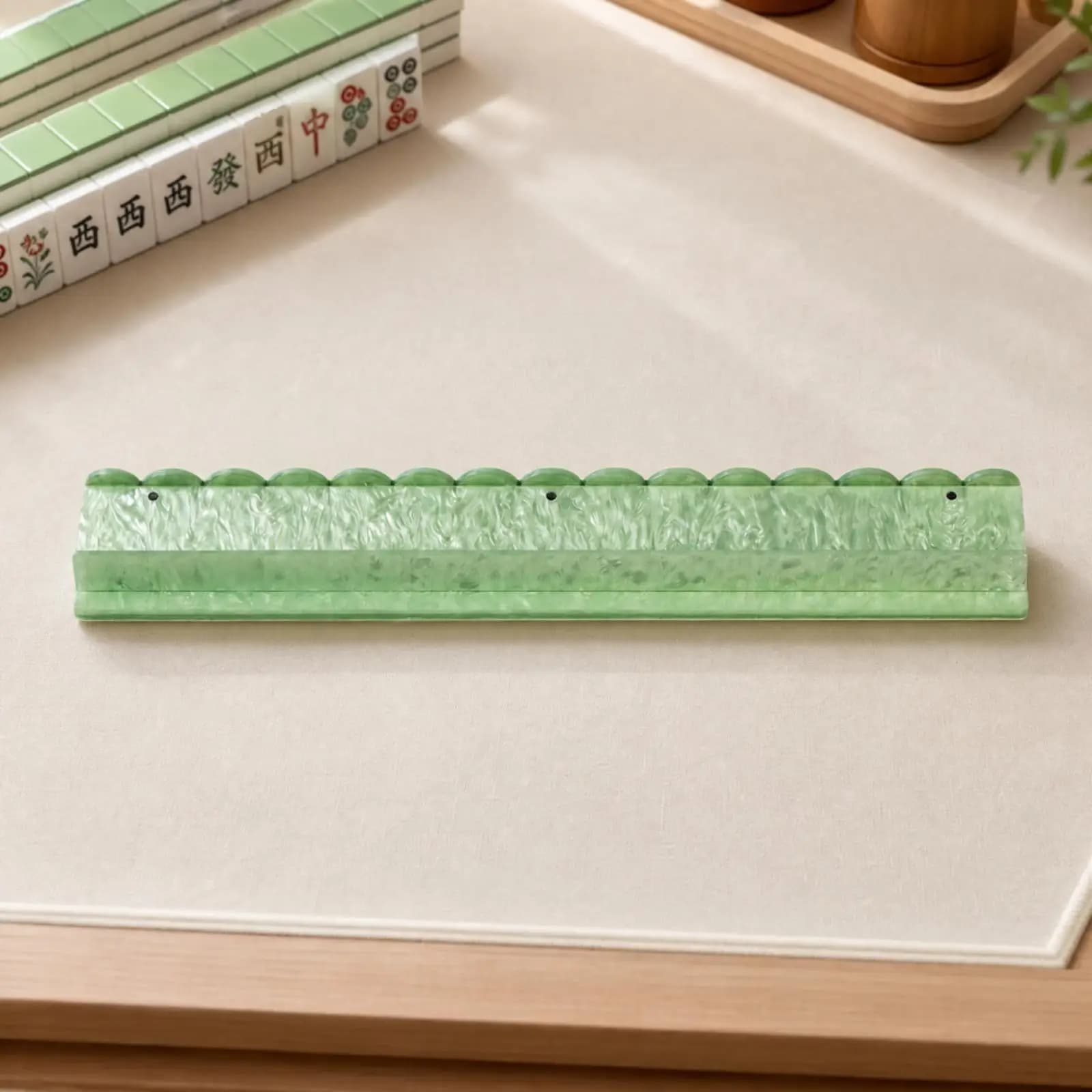 Mahjong Tile Ruler Acrylic Push Rack for Mahjong Game Set Tabletop Organizer Home Play